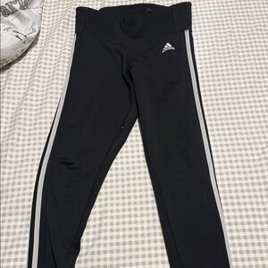 Adidas Kids Black Leggings with White Stripes
